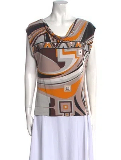 Pre-owned Pucci Printed Cowl Neck T-shirt In Multi