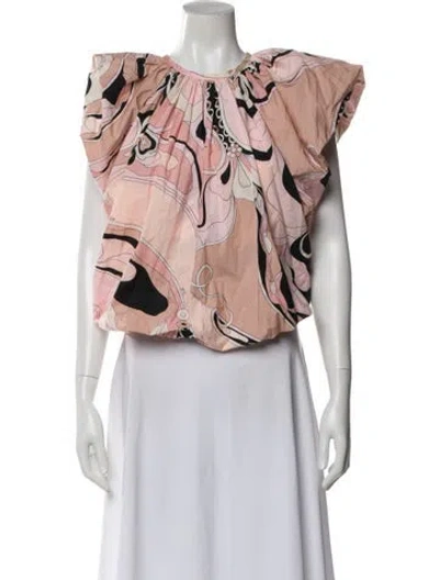 Pre-owned Pucci Printed Crew Neck Blouse In Pink