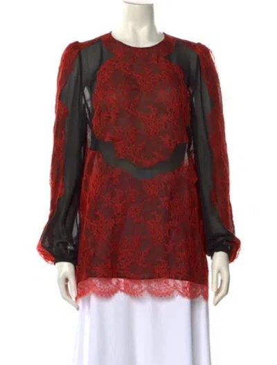 Pre-owned Pucci Printed Crew Neck Blouse In Red