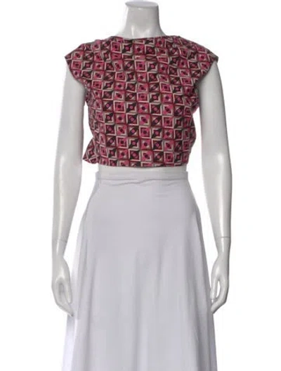 Pre-owned Pucci Printed Crew Neck Crop Top In Multi
