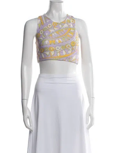 Pre-owned Pucci Printed Crew Neck Crop Top In Pink