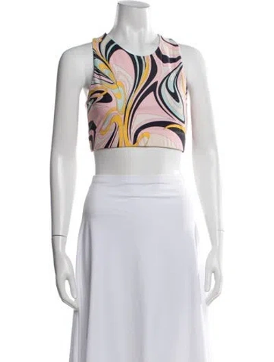 Pre-owned Pucci Printed Crew Neck Crop Top In Pink