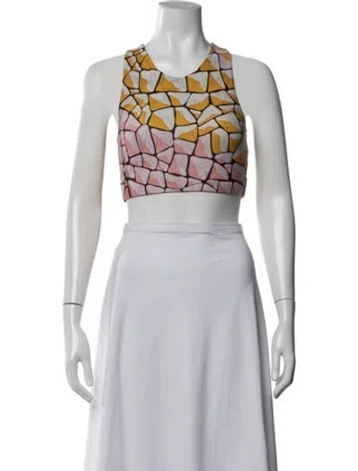 Pre-owned Pucci Printed Crew Neck Crop Top In Red