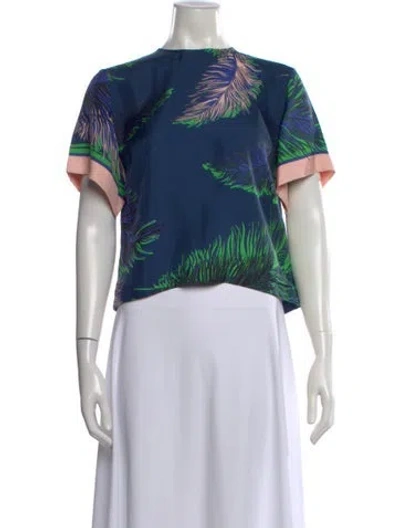Pre-owned Pucci Printed Crew Neck Top In Blue