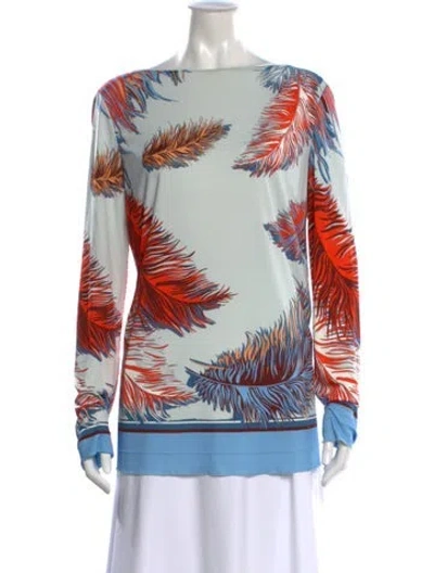 Pre-owned Pucci Printed Crew Neck Top In Blue