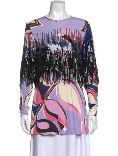 Pre-owned Pucci Printed Crew Neck Top In Multi