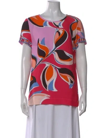 Pre-owned Pucci Printed Crew Neck Top In Pink