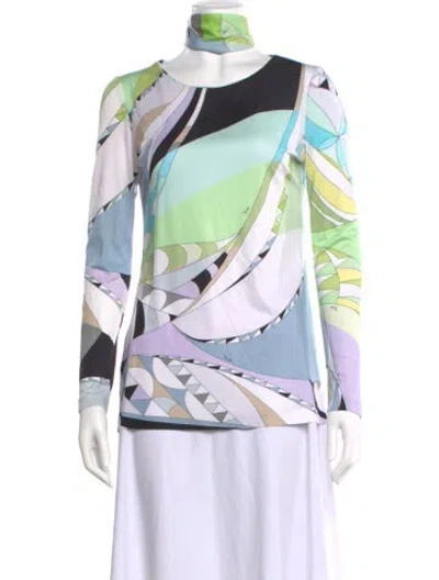 Pre-owned Pucci Printed Crew Neck Top In Pink