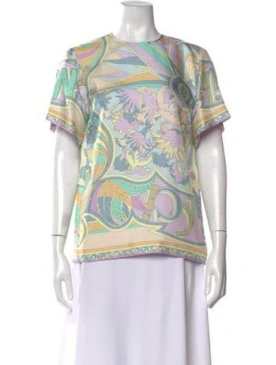 Pre-owned Pucci Printed Crew Neck Top W/ Tags In Blue