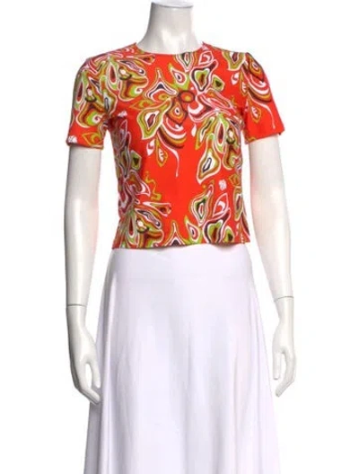 Pre-owned Pucci Printed Crew Neck Top W/ Tags In Orange