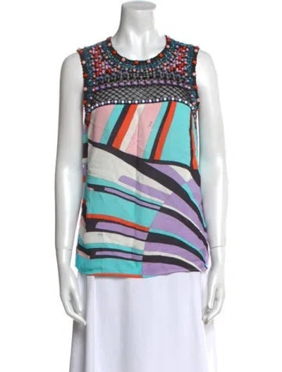 Pre-owned Pucci Printed Crew Neck Top In White