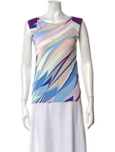 Pre-owned Pucci Printed Crew Neck Top In White