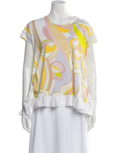 Pre-owned Pucci Printed Crew Neck Top In Yellow