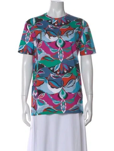 Pre-owned Pucci Printed Crew Neck T-shirt In Blue