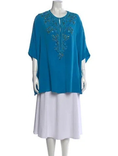 Pre-owned Pucci Printed Crew Neck Tunic In Blue