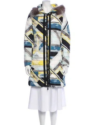 Pre-owned Pucci Printed Down Coat In White