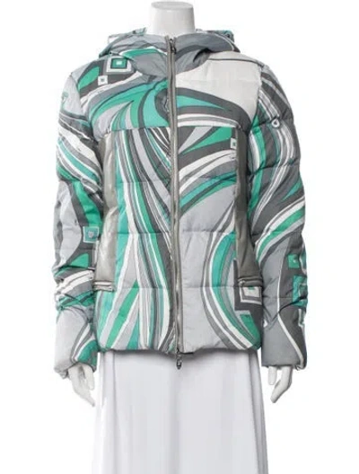 Pre-owned Pucci Printed Down Jacket In Blue