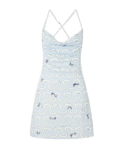 Pucci Printed Satin Dress In Blue
