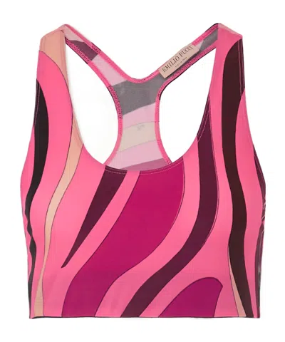 Pucci Printed Elastic Sports Bra In Pink