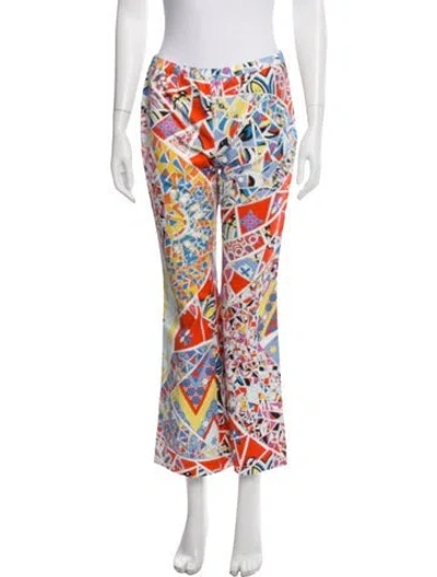 Pre-owned Pucci Printed Flared Pants In Blue/orange/white