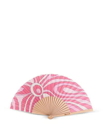 Pucci Printed Foldable Fan In Pink