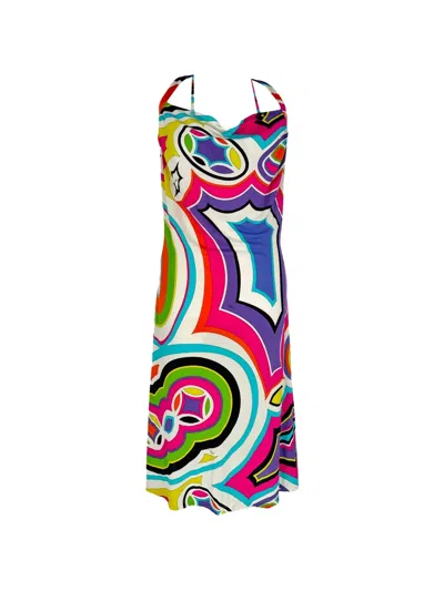 Pre-owned Pucci Printed Halterneck Dress In Neutrals