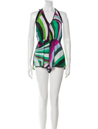 Pre-owned Pucci Printed Halterneck Romper In Neutral