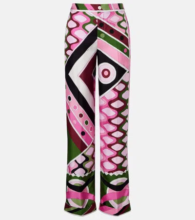 Pucci Printed High-rise Silk Wide-leg Pants In Multi