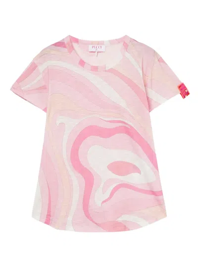 Pucci Printed Jersey T-shirt In Pink