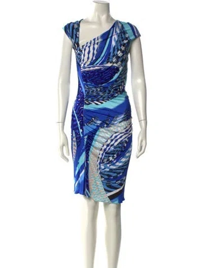 Pre-owned Pucci Printed Knee-length Dress In Blue