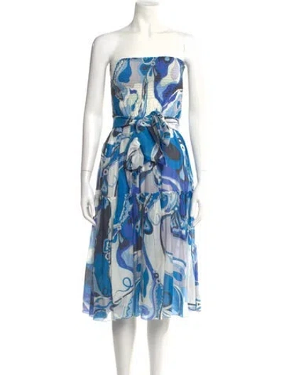 Pre-owned Pucci Printed Knee-length Dress In Blue