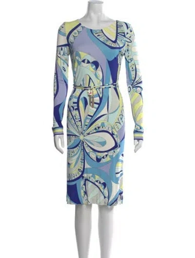 Pre-owned Pucci Printed Knee-length Dress In Blue