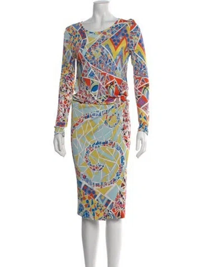 Pre-owned Pucci Printed Knee-length Dress In Blue