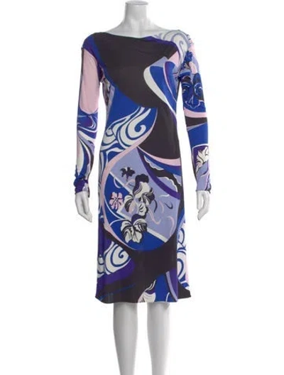 Pre-owned Pucci Printed Knee-length Dress In Blue