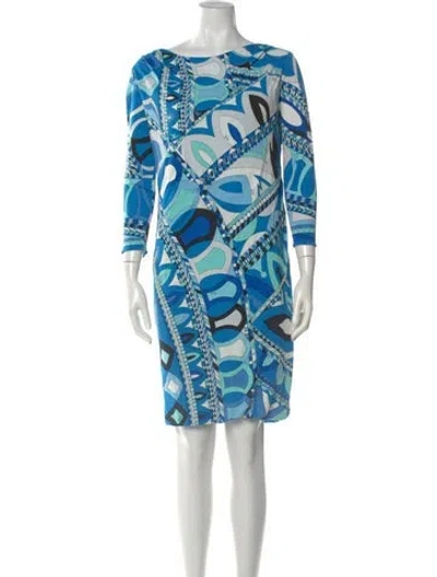 Pre-owned Pucci Printed Knee-length Dress In Blue