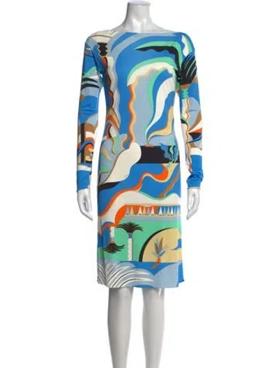 Pre-owned Pucci Printed Knee-length Dress In Blue