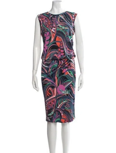 Pre-owned Pucci Printed Knee-length Dress In Blue