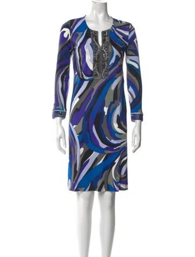 Pre-owned Pucci Printed Knee-length Dress In Blue