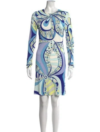Pre-owned Pucci Printed Knee-length Dress In Blue