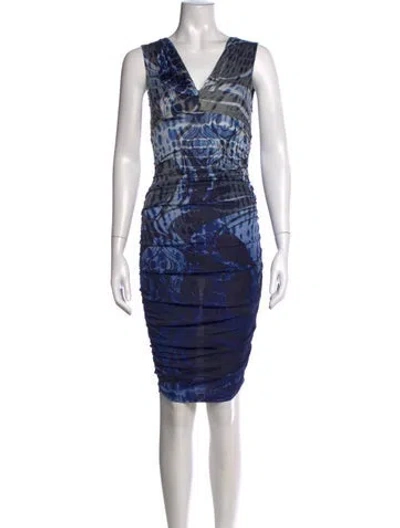 Pre-owned Pucci Printed Knee-length Dress In Blue