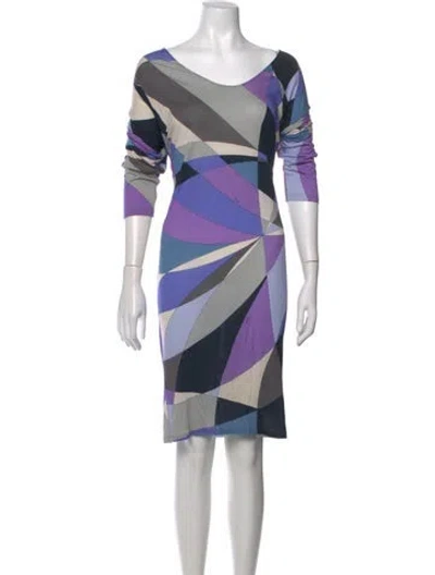 Pre-owned Pucci Printed Knee-length Dress In Blue