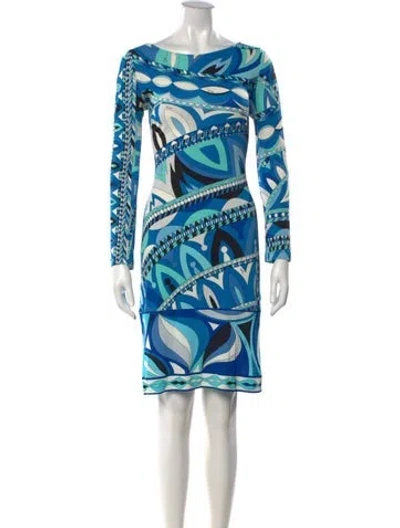 Pre-owned Pucci Printed Knee-length Dress In Blue