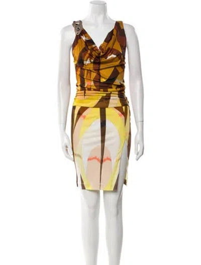 Pre-owned Pucci Printed Knee-length Dress In Brown
