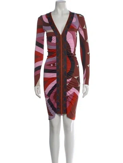 Pre-owned Pucci Printed Knee-length Dress In Brown