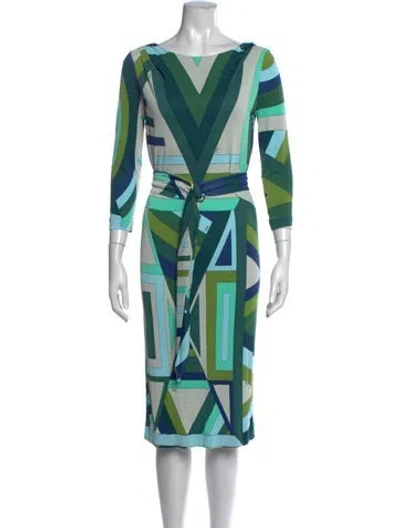 Pre-owned Pucci Printed Knee-length Dress In Green