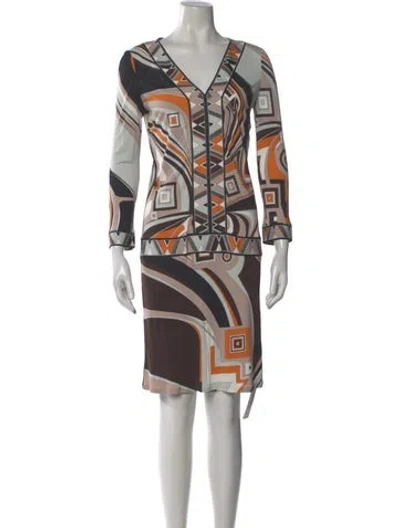 Pre-owned Pucci Printed Knee-length Dress In Neutral