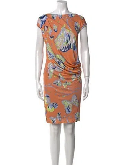 Pre-owned Pucci Printed Knee-length Dress In Orange