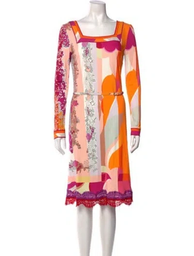 Pre-owned Pucci Printed Knee-length Dress In Orange