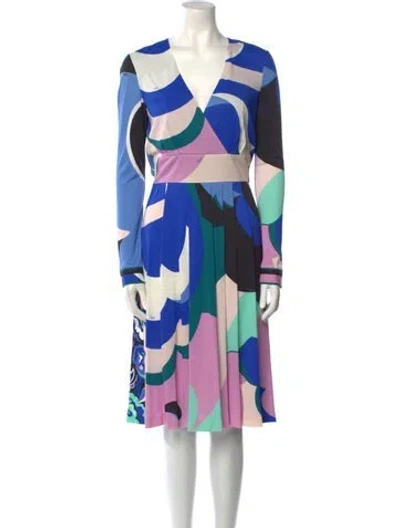 Pre-owned Pucci Printed Knee-length Dress W/ Tags In Green