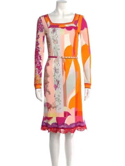 Pre-owned Pucci Printed Knee-length Dress W/ Tags In Orange